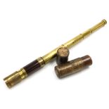 A 19thC brass and rosewood five drawer telescope, by Adie and Son, Edinburgh, in a brown leather cas