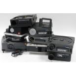 A collection of slide projectors, to include Kodak, Simda, etc.