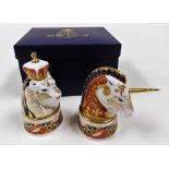 A pair of Royal Worcester porcelain candle snuffers from the Golden Jubilee collection, comprising l
