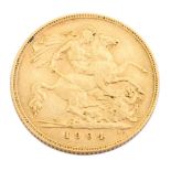 An Edward VII gold half sovereign, dated 1904, 4.0g.