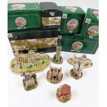 A group of Lilliput Lane Cottages, to include St Pauls Cathedral, Westminster Abbey, The Great Equat