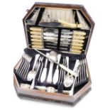 An Arthur Price Old English pattern canteen of cutlery, for six place settings, oak cased, the case