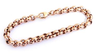 A 9ct rose gold belcher link bracelet, on a lobster claw clasp, 29.7g.