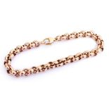 A 9ct rose gold belcher link bracelet, on a lobster claw clasp, 29.7g.