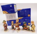 Four Goebel Hummel figures, comprising Grandpa's Boy, Let's Play, Garden Treasures, Happiness, and a