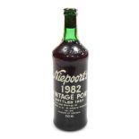 A bottle of Niepoort's 1982 vintage port, bottled 1984, 750ml.