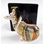 A Royal Crown Derby porcelain Welsh Corgi paperweight, limited edition number 124/500, red printed m