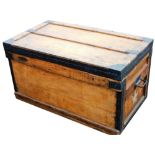 A Victorian pine and iron bound sea chest, painted with White Star motif to each end, 54cm high, 99c