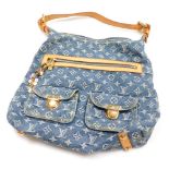 A Louis Vuitton Baggy GM monogram denim shoulder bag, with cow hide leather strap and zip opening, t