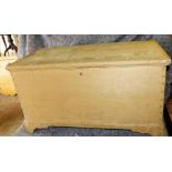 A Victorian stripped pine blanket box, on bracket feet, 50cm high, 94cm wide.
