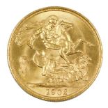An Edward VII gold double sovereign, dated 1902, 16g.