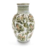 A Denby Glyn Colledge pottery vase, of baluster form, with foliate decoration, printed marks, 27cm h