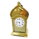 A Duverdry & Bloquel early 20thC brass cased carriage clock, the white enamel dial bearing Roman num