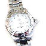 A Tag Heuer Aquaracer lady's stainless steel cased wristwatch, circular opalescent dial set with dia