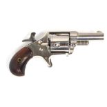 A 19thC Centennial 1876 model nickel plated 5 shot .41 calibre rimfire revolver, the 1 ½" barrel sta