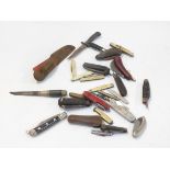 A group of penknives, horn handled, bone handled, Swiss Army knife, etc. (a quantity)