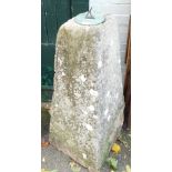 A staddle stone, converted to a sun dial, 105cm high, 41cm x 41cm.
