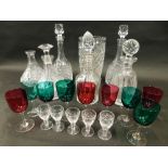 Various cut glass crystal glassware, etc., a 20thC vase of tapering circular form with a hobnail cut