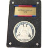 A Waterloo 200 commemorative sterling silver Worcestershire medal service reproduction Waterloo camp