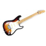 A Fender Stratocaster electric guitar, six string, no. E695146, 98cm long, cased.