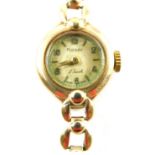 A 9ct gold Rotary ladies wristwatch, with a circular watch head, 1.5cm diameter, with loop effect br