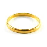 A 22ct gold wedding band, of plain design, ring size N, 1.8g all in.