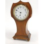 An early 20thC mahogany and inlaid balloon clock, with 8cm diameter Botley & Lewis Reading Arabic di
