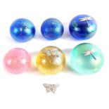 Various Ditchfield style glass paperweights, in opalescent blue, 6cm diameter, etc. (a quantity)