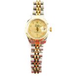 A Rolex Oyster Perpetual Datejust ladies wristwatch, the stainless steel strap with gold coloured di