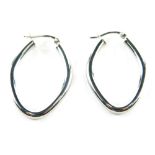 A pair of 9ct white gold hoop earrings, 1.7g.