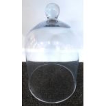 A glass dome or bell jar, with knop, 40cm high