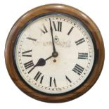 A 20thC mahogany cased RAF wall clock, with 34cm diameter Roman numeric dial, marked RAF with fusee