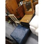 A hostess trolley, table mirror and a footstool.