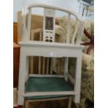 A Chinese design chair painted cream with carved back