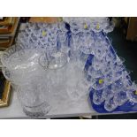 Various crystal glassware, drinking glasses, part suites of wine glasses, hock glasses, etc. serving