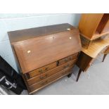 A mahogany bureau with two short and two long drawers. 84cm wide