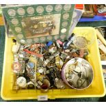 A quantity of wristwatches, wristwatch parts, designer watches, coin packs, etc. (1 box)