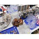 Silver plated ware, treen, glassware, book ends, goblets, vases, etc. (a quantity)