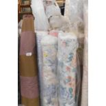 Various vintage rolls of material, 1970's and other. (a quantity)