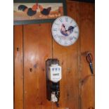 A Kaffee wall mounted coffee grinder, clock and decorative wall panel. (3)