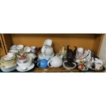 Decorative china and effects, various part teawares, plates, a Palissy Game Series pattern gravy boa