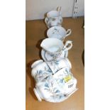 A group of Royal Albert Brigadoon pattern teawares, to include five teacups, six saucers, milk jug,