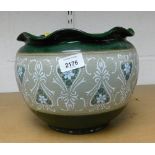 A Langleyware stoneware jardiniere, in green, 20cm high.