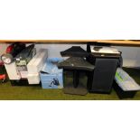 A pair of Tannoy speakers, with stands, a Morphy Richards Allergy Compact steam cleaner, boxed, vari