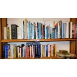 Various books, predominantly non fiction, relating to embroidery, knitting, crochet, pharmacology, E