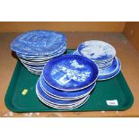 A quantity of Royal Copenhagen Christmas plates, mothers day plate, other blue and white plates, etc