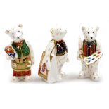 Three Royal Crown Derby porcelain bear paperweights, Teddy Bear Shopping, Teddy Bear Gardener and Ar