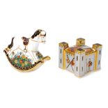 Two Royal Crown Derby porcelain paperweights from the Treasures of Childhood series, comprising Fort