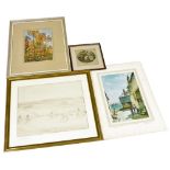 A group of pictures, prints, etc., to include after Herbert Truman, The Warren St Ives, colour print