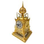 A late 19thC French brass mantel clock, by Vincent & Cie, for Aubert and Company, circular silvered